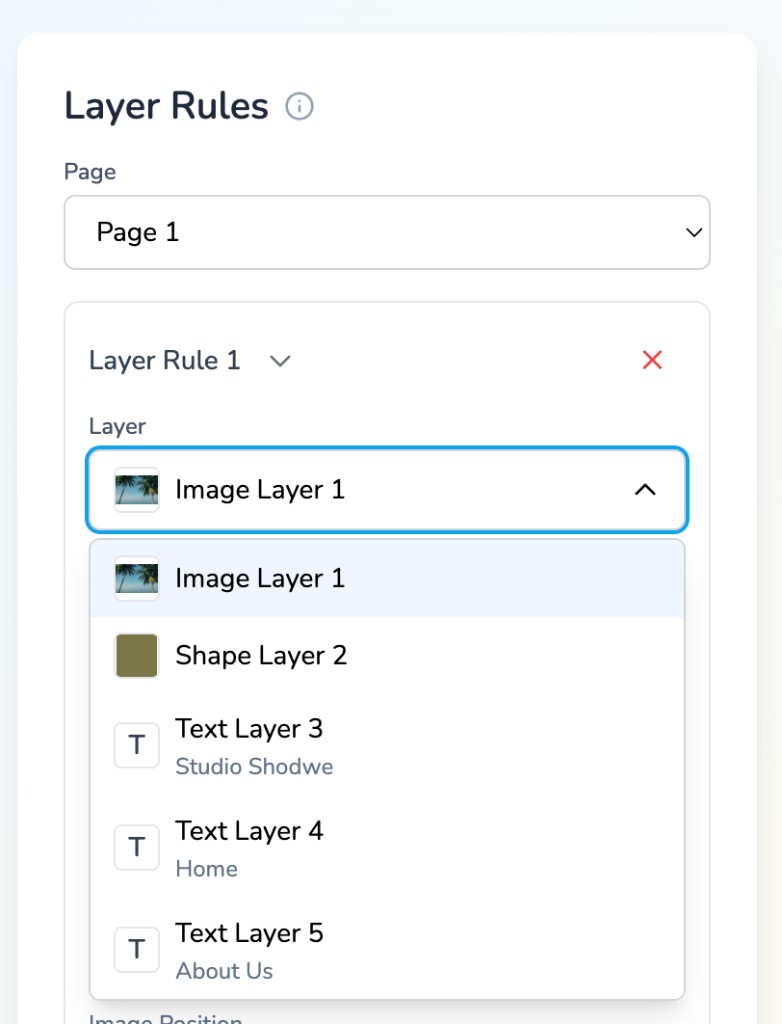 Page selector in the variation generator
